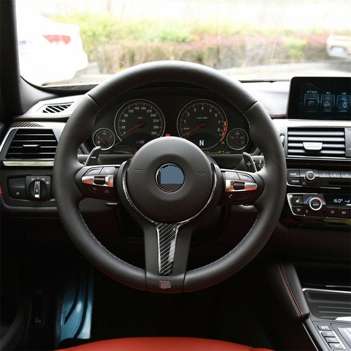 Real Carbon Fiber Steering Wheel Trim For BMW 3 Series F30 X1 X2 X5 X6 2013-2019 - Picture 4 of 12