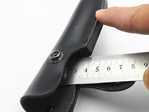 Vaina de cuero hoja fija cuchillo recto vaina bolsa cinturón negro - Imagen 4 de 5