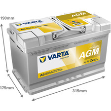 VARTA A6 VRLA AGM 12V 80AH 800A Car Battery Fits AUDI 7P0915105A, 000915105CD