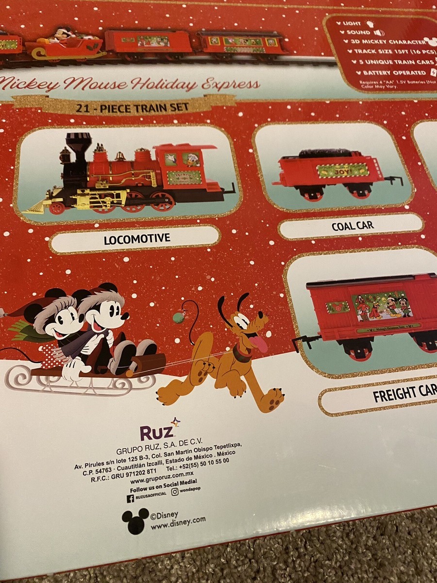 MICKEY MOUSE HOLIDAY EXPRESS 21 PIECE TRAIN SET 15FT TRACK 3D
