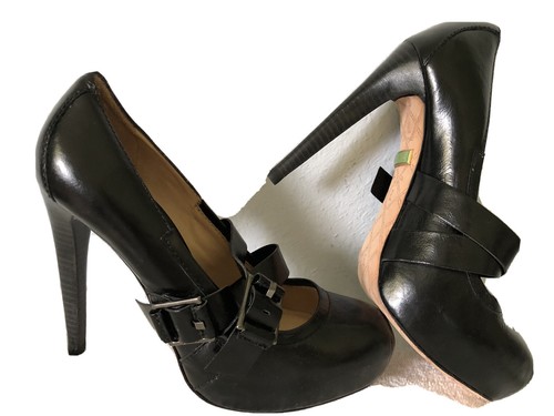 **7.5** L.A.M.B. Leather Shoes Black Pumps Heels Stiletto Platform Gwen Stefani - Picture 5 of 10