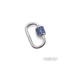 Sterling Silver CZ Oblong Screw Openable Link Clasp Connector Blue #44051