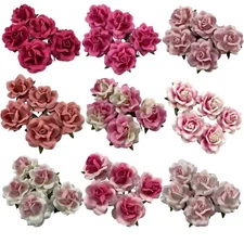 Pink Tone 2"(5cm) Craft Paper Flower Wedding Scrapbook  DIY Corsage Bouquet Gift