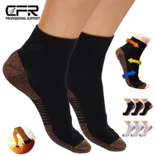 1-3 Pairs Copper Compression Socks Plantar Fasciitis Arch Ankle Running Support@