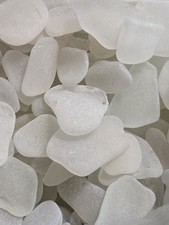 100 Pieces Frosty Clear Sea Glass, Sm, Med, Large