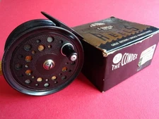 A SUPER LATE VINTAGE J W YOUNG 3 1/2" MEDIUM WIDTH CONDEX FLY REEL IN RARE BOX