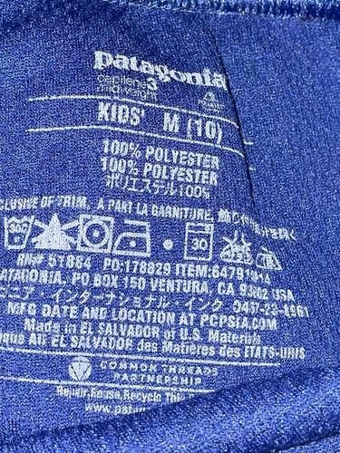 Boys Blue Patagonia Capilene Midweight Base Layer Pants Bottoms Youth Medium 10 - Picture 3 of 3