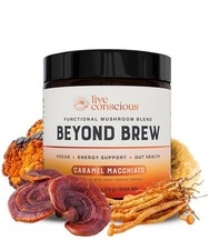 Live Conscious Beyond Brew Mushroom Coffee Alternative Caramel Macchiato Exp 27