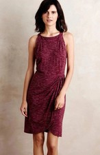 Boho Casual-chic Maeve Anthropologie Lisette Tie-Waist Dress Maroon XS