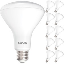 Sunco 10 Pack BR30 Light Bulbs LED, Recessed Can Light Bulbs, Indoor Flood Bu...