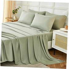 Queen Sheets Set 6 Piece,Hotel Luxury Super Soft 1800 Queen 6pc Sage Green