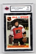 Pelle Lindbergh 1985-86 Topps All-Star Sticker Inserts #6 - Flyers KSA 9