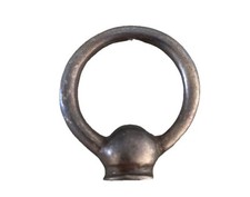 Alter Lampenend-Zierknopf, "Harfe", Messingfarben, Innengewinde M 10 x 1
