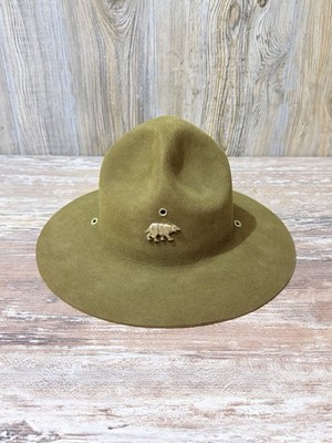 Vtg Boy Scouts of America Campaign Hat Scout Leader Felt 6 7/8 Perfect Oval Bear