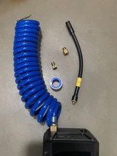 9.8 Ft Recoil Tire Inflator Hose for Mini Air Compressors with Lock-On Brass Air