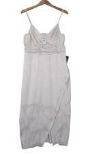 Express Dress Womens 10 White Floral Midi Sleeveless Bridal Event Graduation