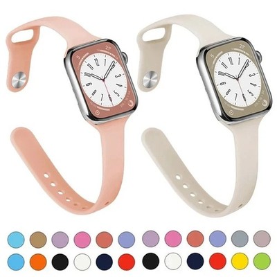 Slim Silicone Band for Apple Watch Ultra 49mm 46 45 42 41 40mm iWatch 9 10 11