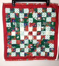 Handmade Quilt Square Christmas Patchwork Table Topper/Wall Hanging 22.5" Santa