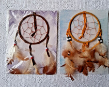 Dreamcatcher 4" dia hoop Native American Brown Light Brown Lot x 2 NEW Free Ship