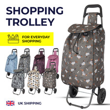 Lightweight Shopping Trolley Cart, Durable Strong Wheeled 94cm Folding Trolley