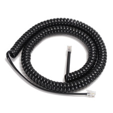 16FT Long Phone Cord for Landline Coiled Length 2FT , 1 Pack Black