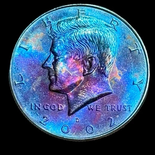 Kennedy Half Dollar 2002 D Uncirculated Monster Rainbow Toning