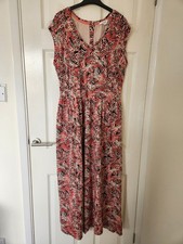 White Stuff Coral Leaf Print Darcie Jersey Sleeveless Maxi Dress UK 16