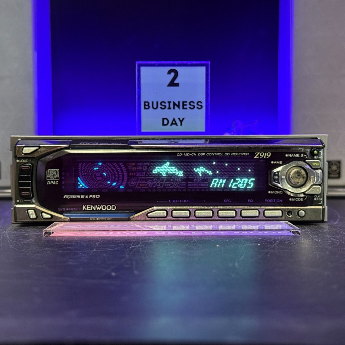 KENWOOD Z919 1DIN Car Audio CD Player JDM Spectrum Analyzer Tested
