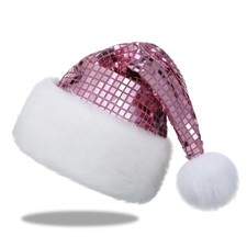 Sequin Santa Hat for Adults Christmas, Sparkly New Year Party Hat with Glitte...