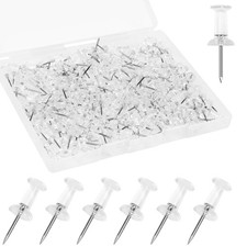 200 PCS Standard Clear Thumb Tacks Steel Sharp Point and Clear Plastic Head Push