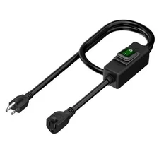 3-Feet Waterproof Extension Power Cord, in-Line On-Off Switch Extension Cable, 