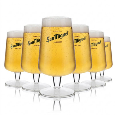 San Miguel Biergläser 6er Set Pokal Tulpe Cerveza 0,3l Bier Glas Spanien