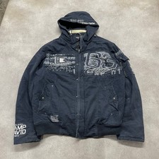 Camp David Bomber Jacket Mens XL Yachting Graphic Sherpa Lined Coat, Black