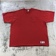 vtg Russell Athletic Shirt Mens 2XL Red Pocket Tee Cotton Made in USA Crewneck