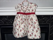 NEW Girls 12-18 M Janie Jack Holiday Rose Silk Floral Dress  Headband Holiday