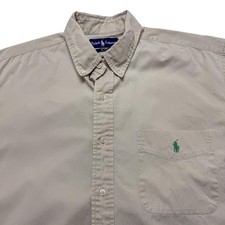 Ralph Lauren Shirt Mens Large Beige Solid Blake Short Sleeve Button Down Pony