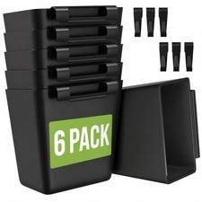 6 Pack Black Rolling Cart Accessories with 6 Hanging Cup Holder and 6 Hooks