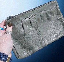 Vintage 70s/80s Contessa Genuine Gray Leather Clutch Purse. Everyday Classic Bag