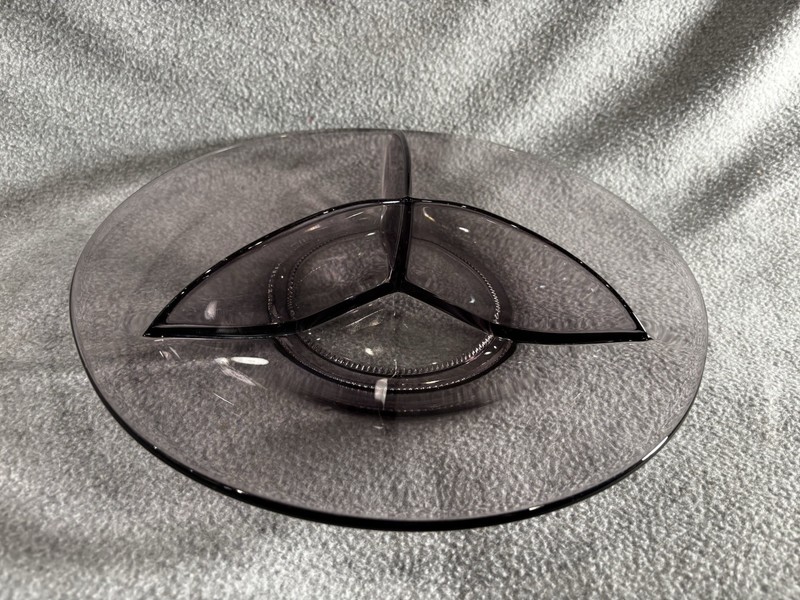 Vintage Purple Amethyst Glass Relish Dish, Divided Server, MCM ~ Must See!