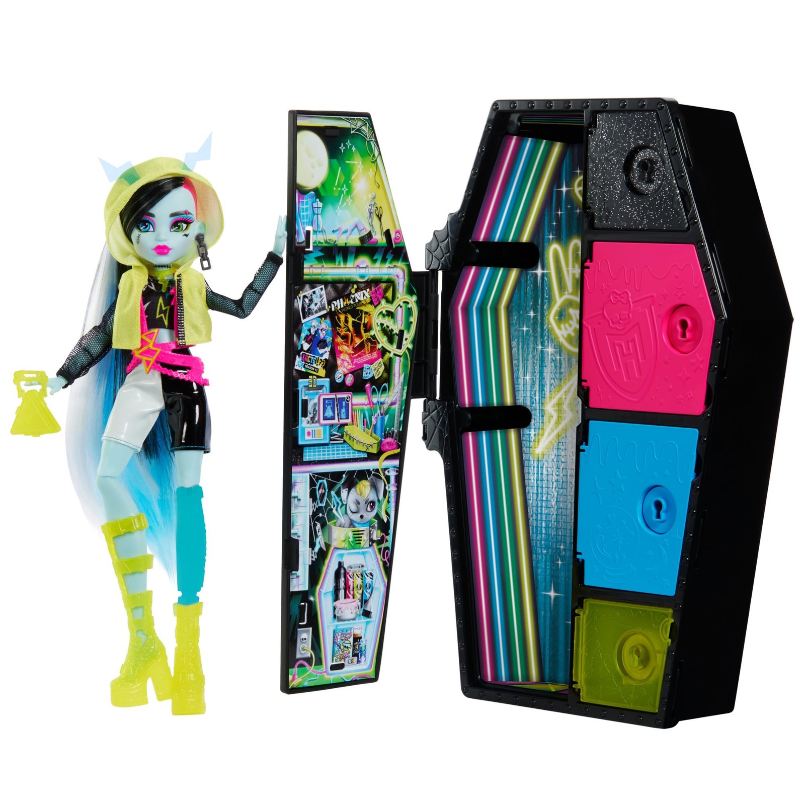 MONSTER HIGH Skulltimate Secrets Frankie-Stein-Puppe - Neon Frights Modeberrasc 10190₽