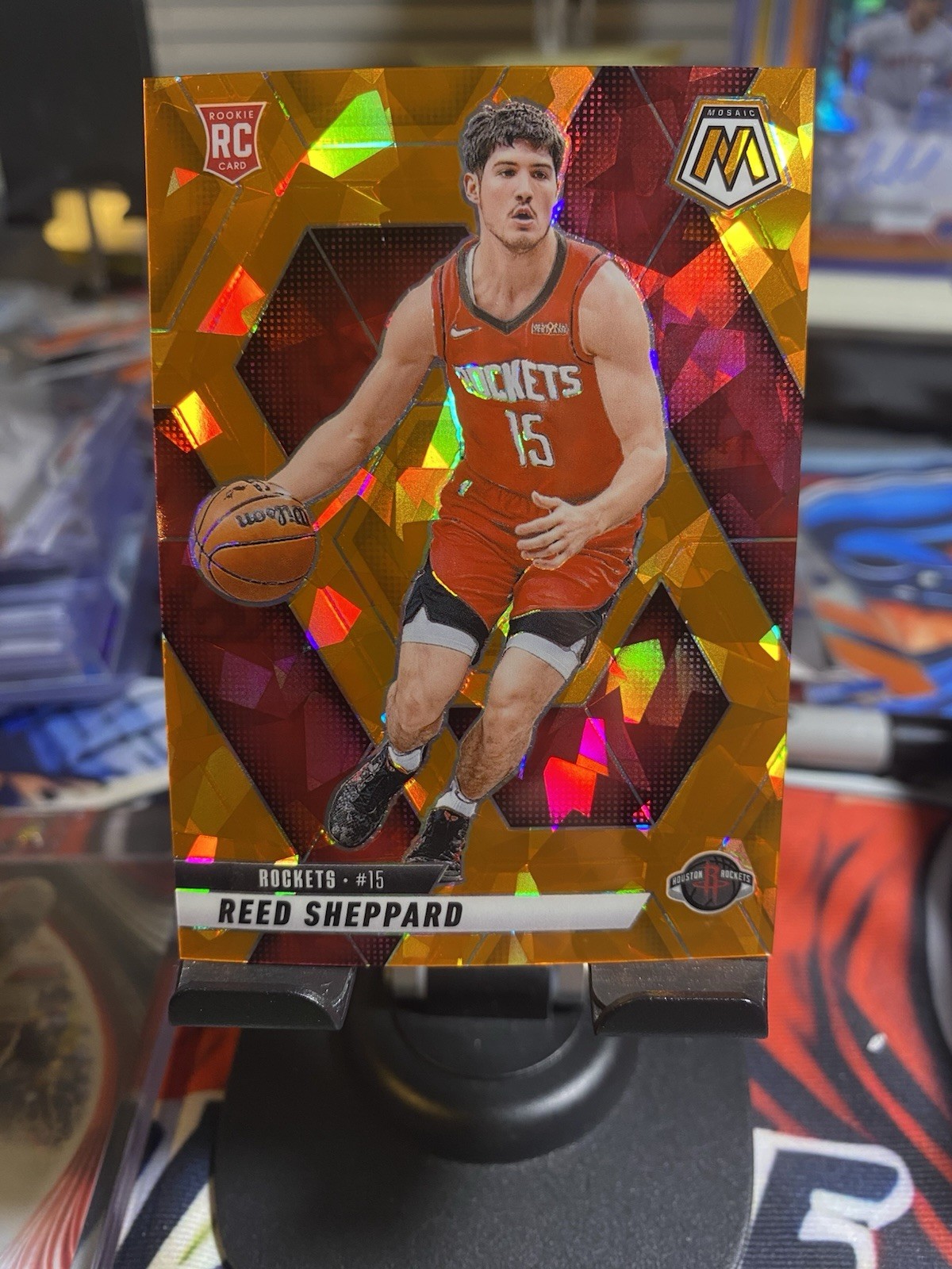 2024-25 Panini Mosaic - Rookies Reed Sheppard #249 Orange Ice Mosaic Prizm /49