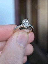 The Diamond Store Lumia Pear Lab Created Diamond Halo Ring 9K Gold 0.70ct L