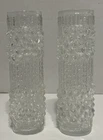 Set Of 2 Vintage Sklo Union Glass Vase Candle Wax Drip MCM Czech Hermanova