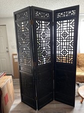 Oriental Screen- Large, Black, Beautifully Carved