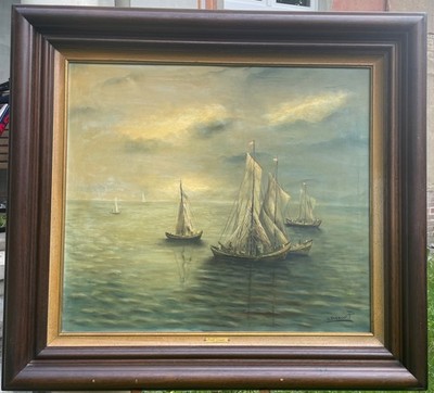 Ölgemälde - Meereslandschaft mit Segelschiffen - Pierre Stassart    Arte Arte
