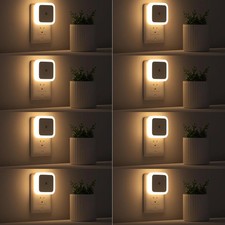 8 Pack Plug in LED Night Light Dusk to Dawn Sensor Wall Lamp Soft Warm White