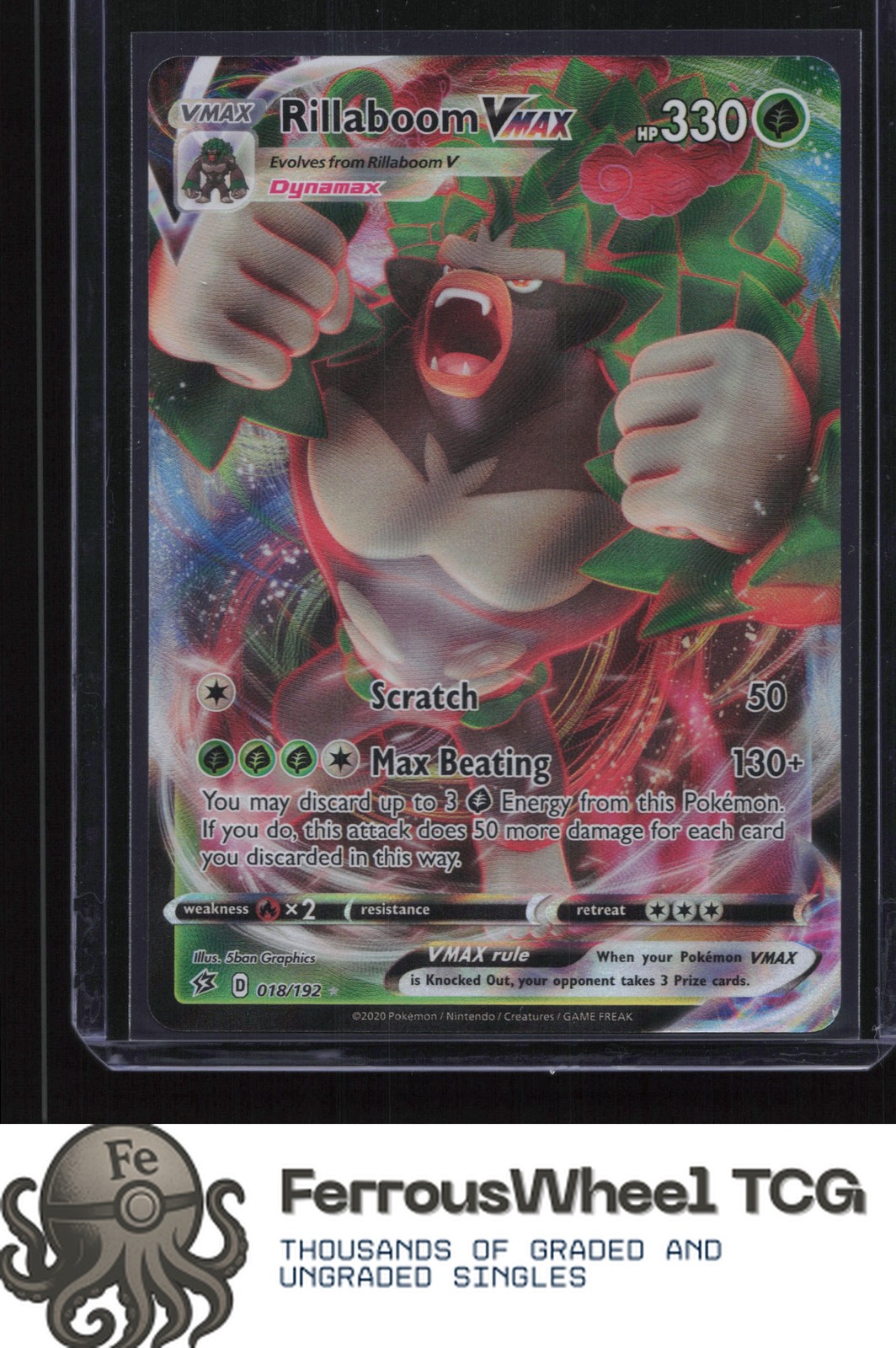 Rillaboom VMAX 018/192 - SWSH02: Rebel Clash - (NM)