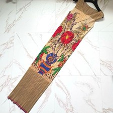 Rare Pleats Please Japanese Painting 1998 Japanese Pattern Maxi Dress 3