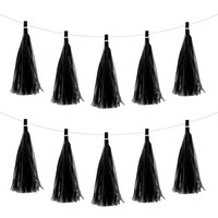 50Stk Schwarze Quasten-Girlande Banner Mit Seidenpapier Quasten Party Diy Kits