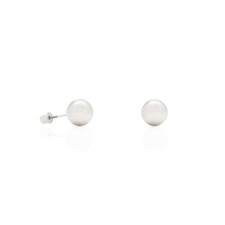 14k White Gold 7mm Ball Stud Screw Back Earrings